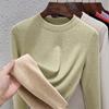Crew neck German velvet bottoming shirt women's long-sleeved inner with autumn and winter new temperament women's clothing silk cashmere thermal top
