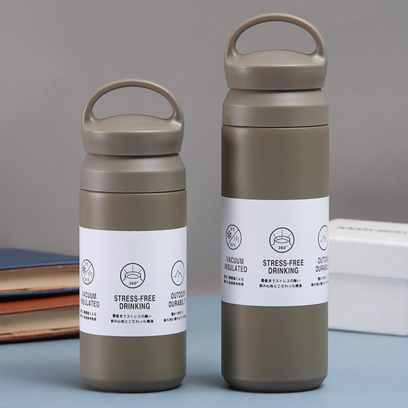 Simple Japanese Stainless Steel High-Value Men'S And Women'S Thermos Cups, Portable Coffee Cups, Car-Mounted Element Water Cups