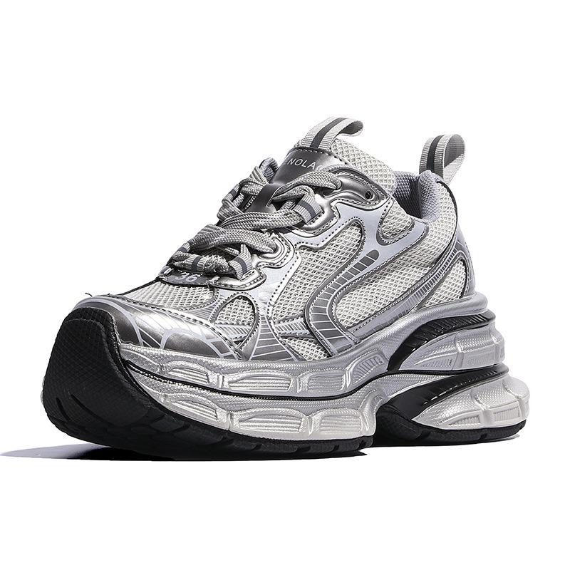 Új platform muffin kétrétegű apacipő női kis hétköznapi cipő tornacipő ezüst női cipő