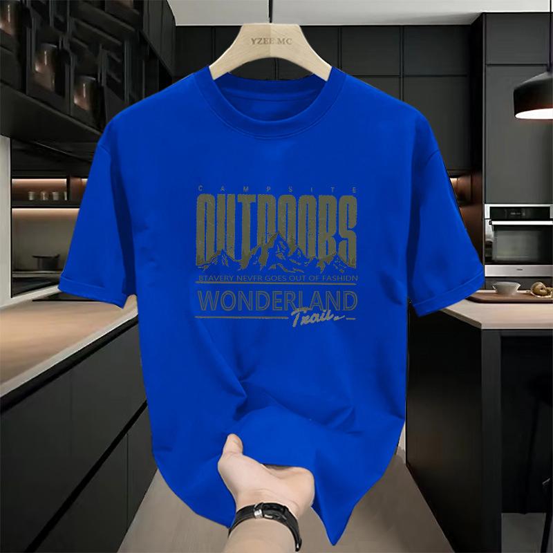 100% Pure Cotton 2025 Summer New Japanese Short Sleeved T-shirt for Men, Retro and Trendy Printed Round Neck Half Sleeved Student