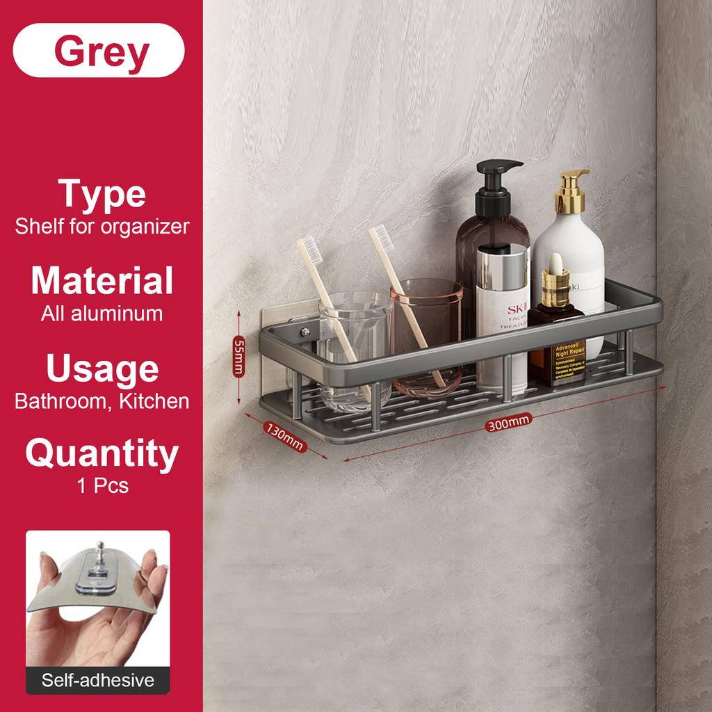 Bathroom Shelf No Drill Wall Mounted Shampoo Bottle Shower Corner Rack Toilet Storage Rack Aluminum Bathroom Kitchen Accessories