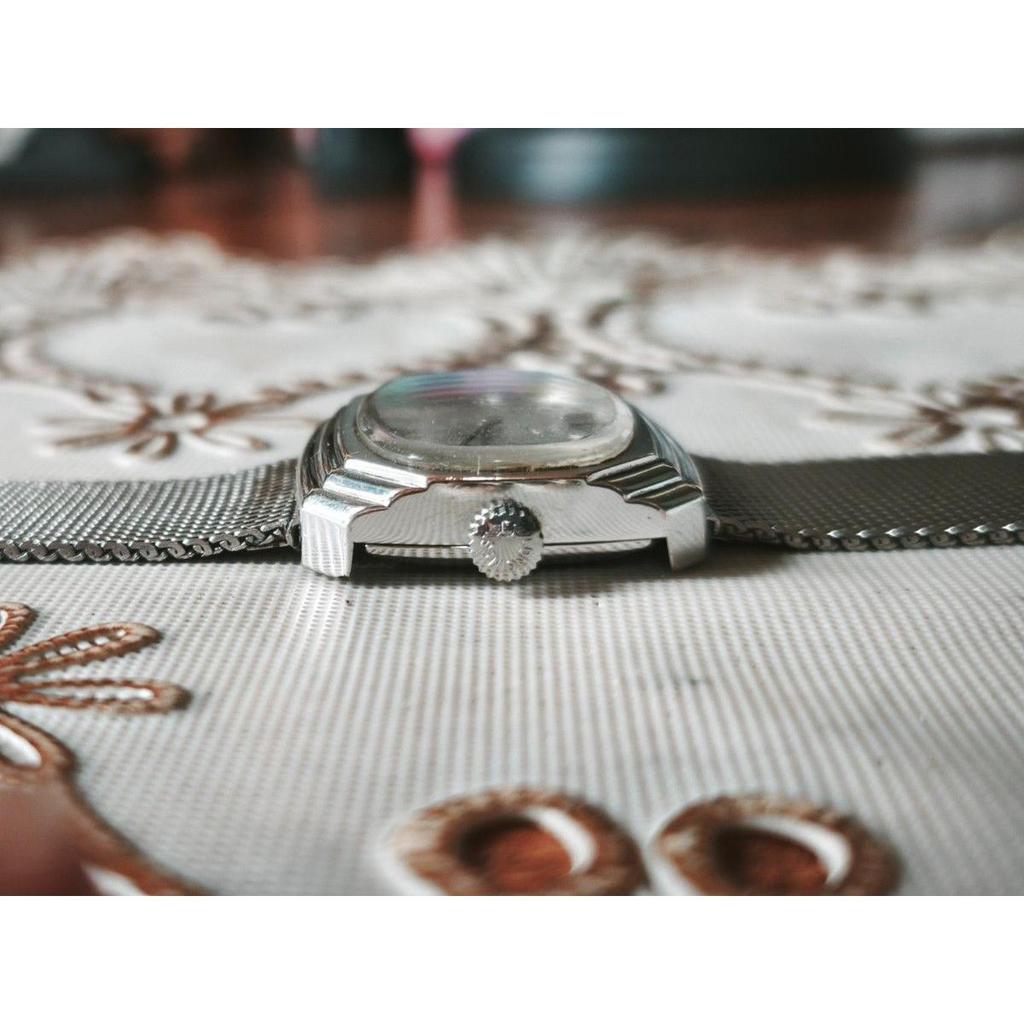 Used LONGINES White Gold Silver Dial Dress Type Mesh Belt