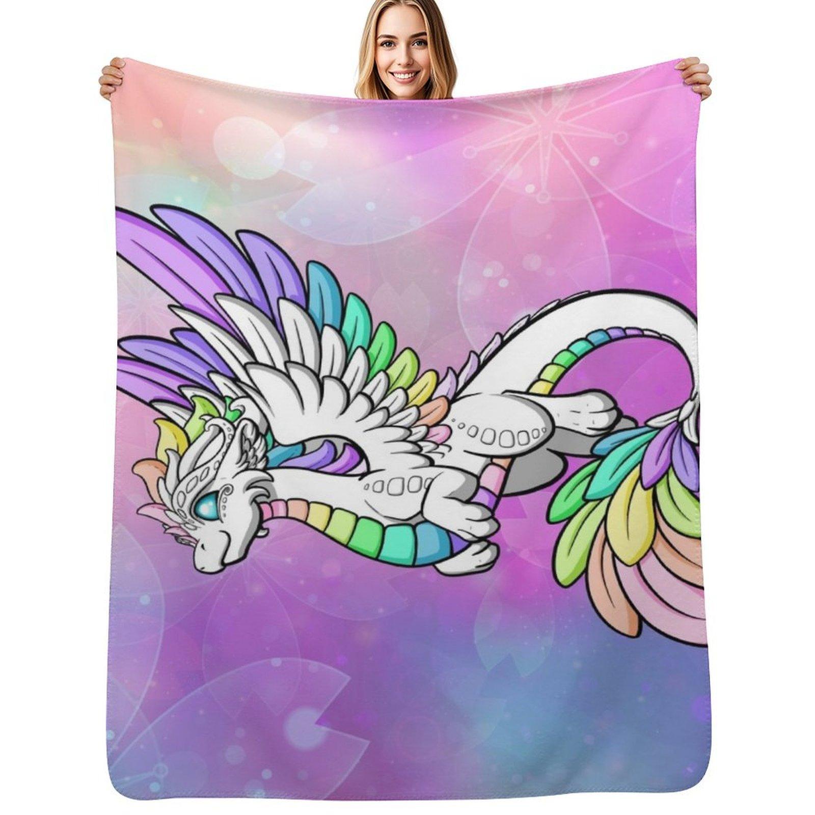 

White Rainbow Dragon Throw Blanket Ultra Plush Cozy Blanket for Napping Sleeping 102x76cm(40x30in)