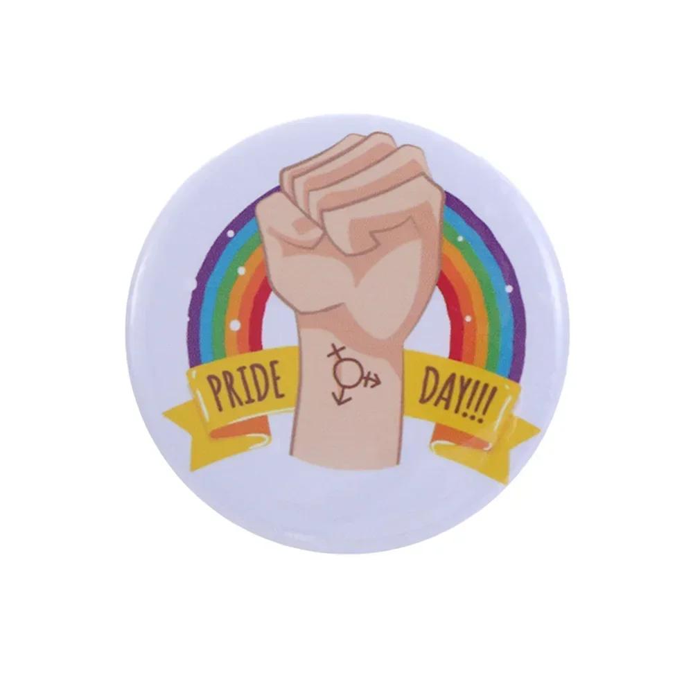 Round/Square Pride Rainbow Gay Pins Flag Tinplate Badge Support Gay Lesbian Bisexual Transgender Symbol Pin Icons Brooch