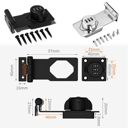 Renjzle Door Lock, Room Key Replacement, for Sliding Doors, Windows, and Doors, Auxiliary Lock, Drop Protection, Zinc Alloy Construction, Durable, 3-D