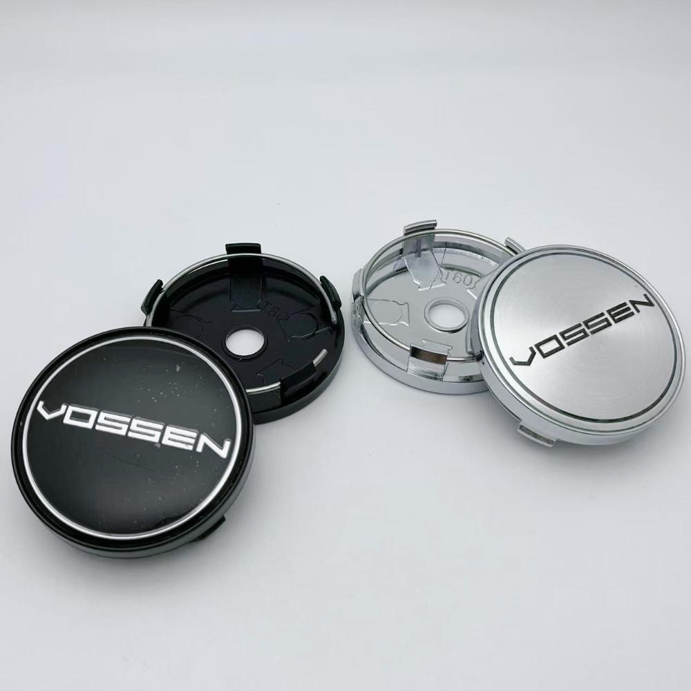 4pcs 60MM ( 56MM I.D ) Vossen Logo Emblem Car Wheel Center Caps Auto Rim Centre Cover Wheel Hubcaps Car Accessories Black/Silver