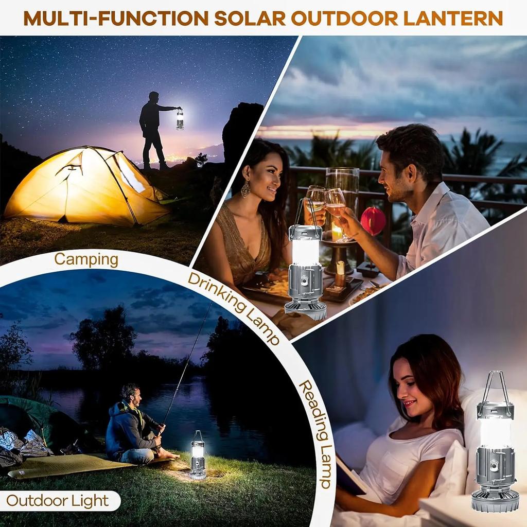 Campinglaternen mit Ventilator Wiederaufladbar Solar Campingventilatorlampe LED-Laternen Campingventilatoren für Zelte Notfall-Trekkingausrüstung