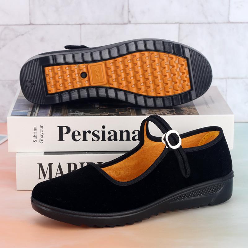 Cloth Shoes Cloth Shoes Women's Black Belt Women's Shoes Work Shoes Wedge Heel Dance Cloth Shoes