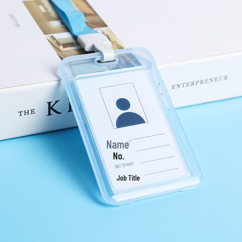 Double-Sided Transparent ID Card Holder with Lanyard for Student IDs and Bus Cards