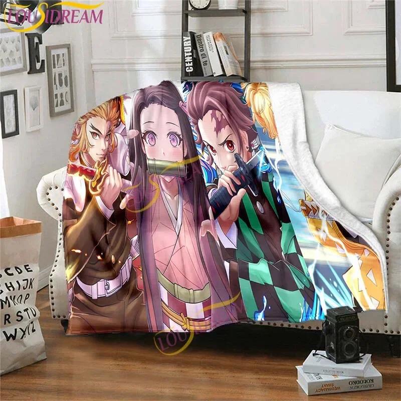 Japanese Anime Demon Slayer Printed Blanket Living Room Bedspread Sofa Travel Office Throw Blanket Quilt 5 Size