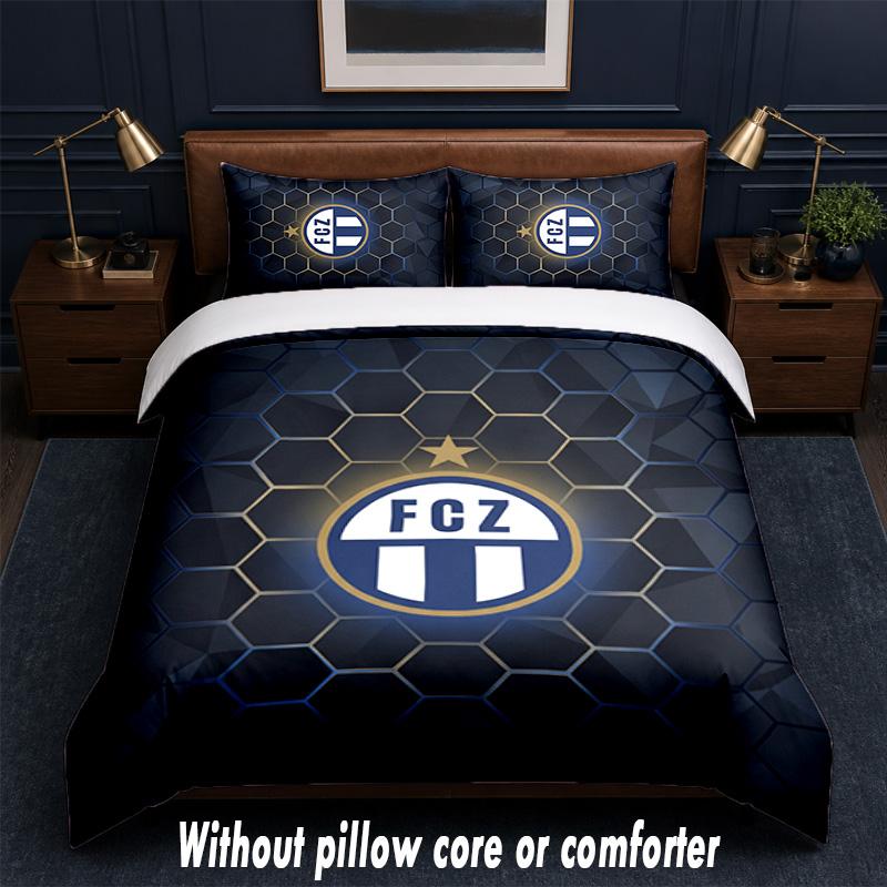 FC Zürich Design Bed Bedding Set 1 Duvet Cover + 2 Pillowcases Soft Breathable Household Bed Linens