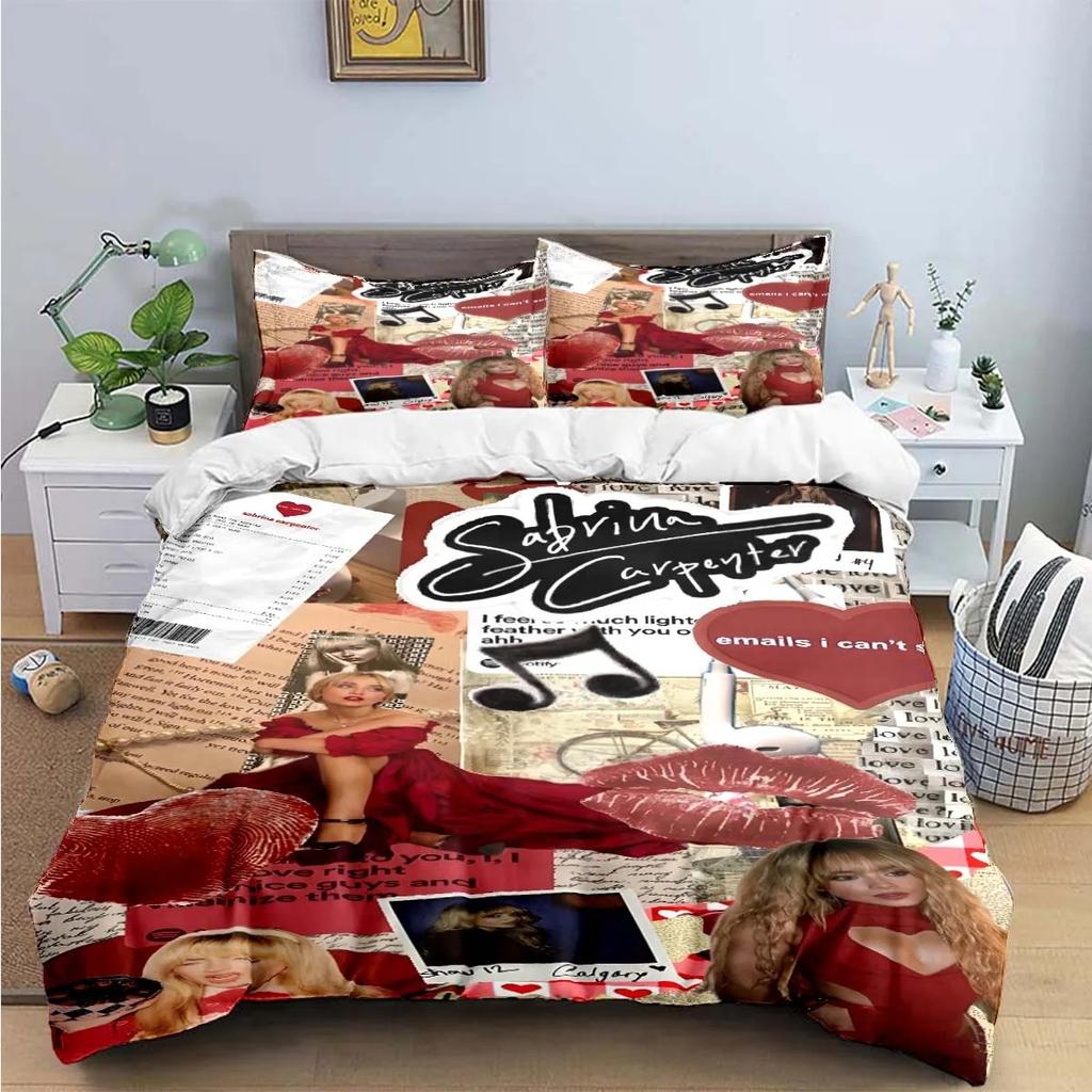 Comforter Pop Female Singer S-Sabrina Print Bedding Sets Exquisite Bed Supplies Set Bed Comforter Set Bedding Set Luxury Gift