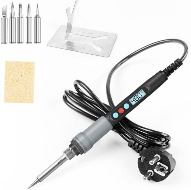 Adjustable Temperature 60W/80W/120W Electric Soldering Iron with Digital Display - Inner-Heated EU Standard Repair Kit.