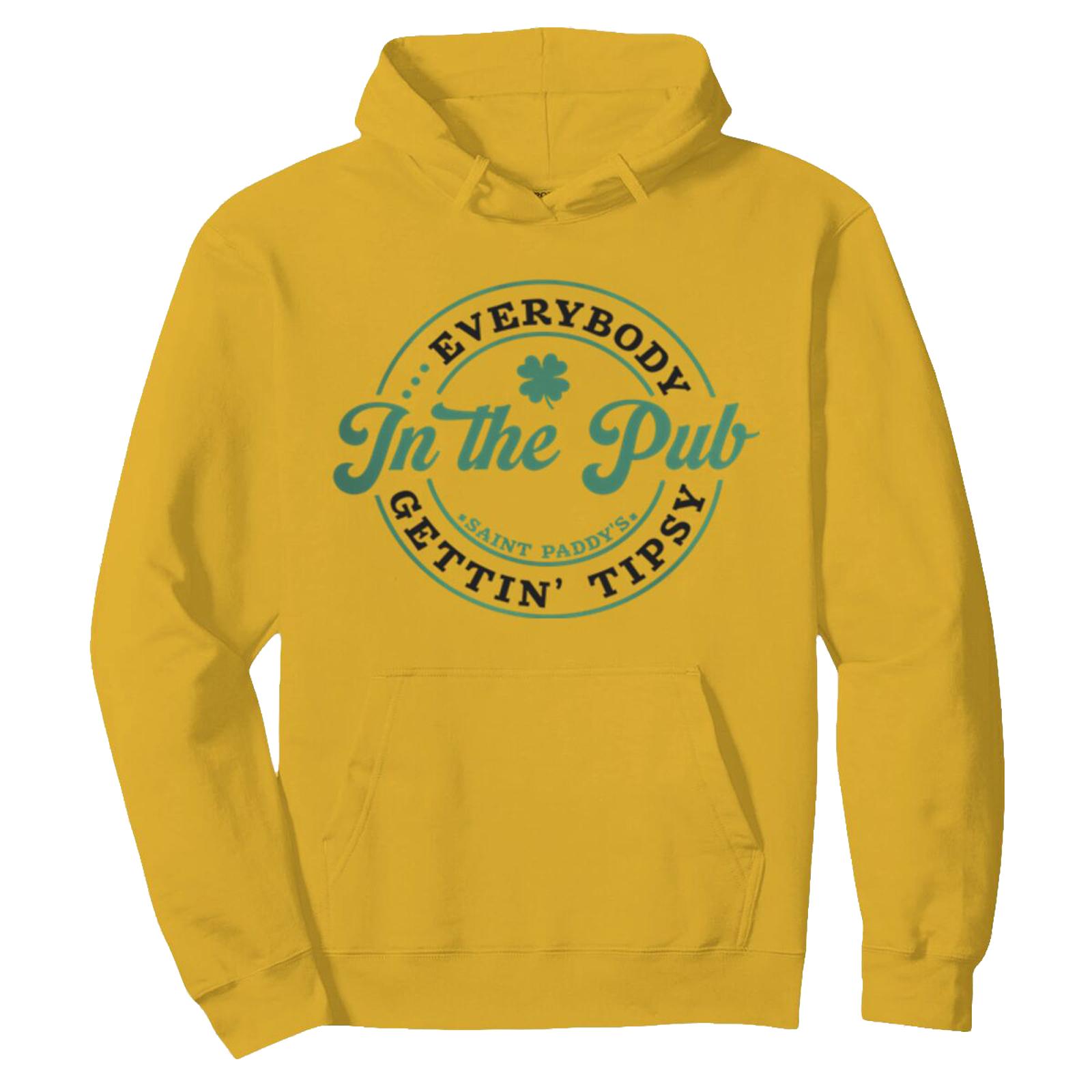 Детский повседневный пуловер с круглым вырезом и принтом с длинными рукавами и капюшоном 160 жёлтый 1690₽