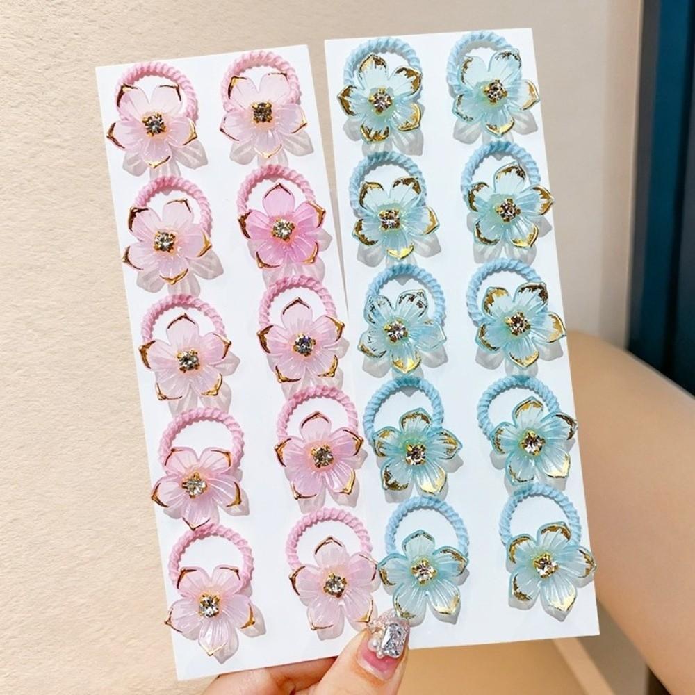 10pcs Durable Floral Elastic Hair Ropes High Elasticity Braiding Elastic Rubber Bands  Leisure