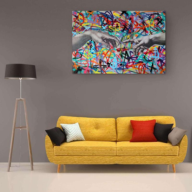 Graffiti Art Hand Of God Canvas Paintings Abstract Posters and Prints Wall Art Pictures for Living Room Home Decoration