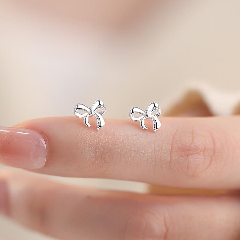 Sweet Bow Earrings for Women with Gentle and Fresh Ins Style High-end Elegant Earrings