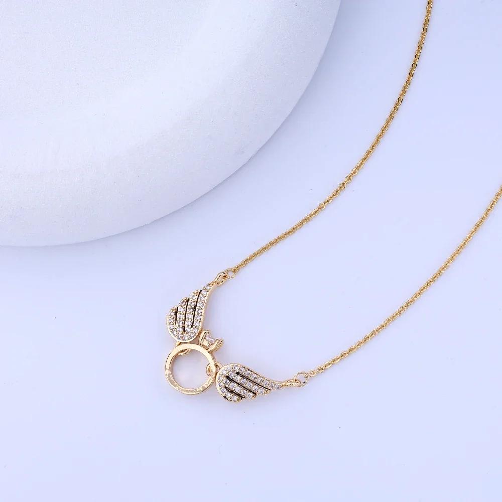 Full of Diamond Angel Wings Retro Light Luxury Pendant Necklace Japanese and Korean Fashion Smart Wings Cross-border Versatile J