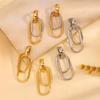 Stainless Steel Metal Double Oval Drop Earrings for Women Fashion Gold Silver Color U Shaped Geometric Earrings Jewelry Gifts