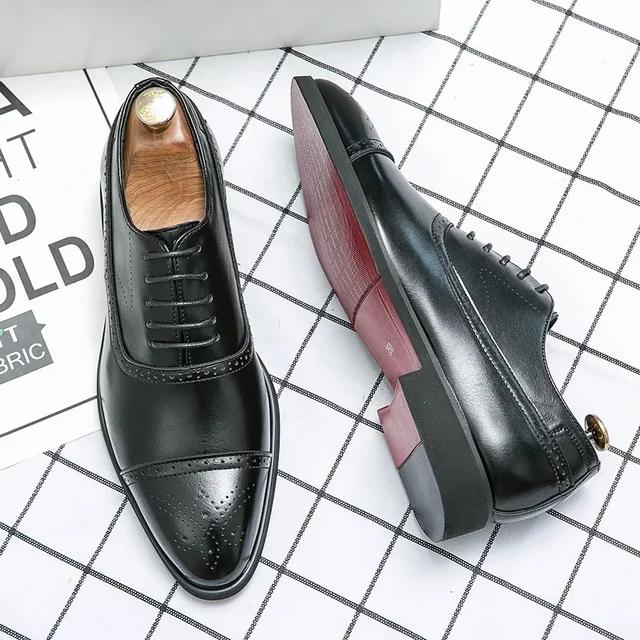 

Carving Dress Shoes Men Designer Fashion Handmade Business Formal Shoes Men Original Pointed Wedding Shoes 48