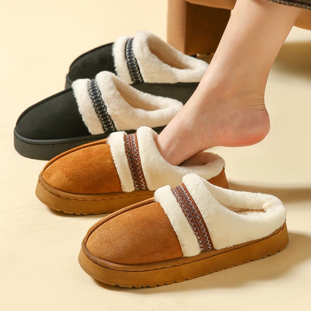 Indoor Cotton Slippers for Women In Winter, Thick Soled Woolen Shoes for Women To Wear Outside, Warm Plush Cotton Slippers for Women In Winter
