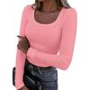 Womens Long Sleeve Shirt Square Neck Tops Ribbed Knit Basic Tee Top Teen Girls Fall Outfits Fashion Clothes 2026