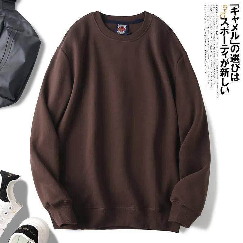 Trade Ins400G Heavyweight American-Style Solid Color Crewneck Sweatshirt for Men, Versatile for Spring and Autumn, Youth Base Layer Pullover Top