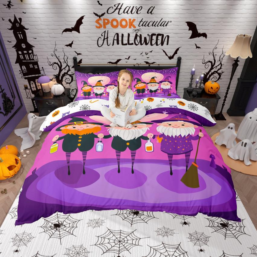 Homewish Gothic Theme Duvet Cover SetSpooky Halloween Comforter Cover SetBlack Crown Birds Bed Set For Boys Teens