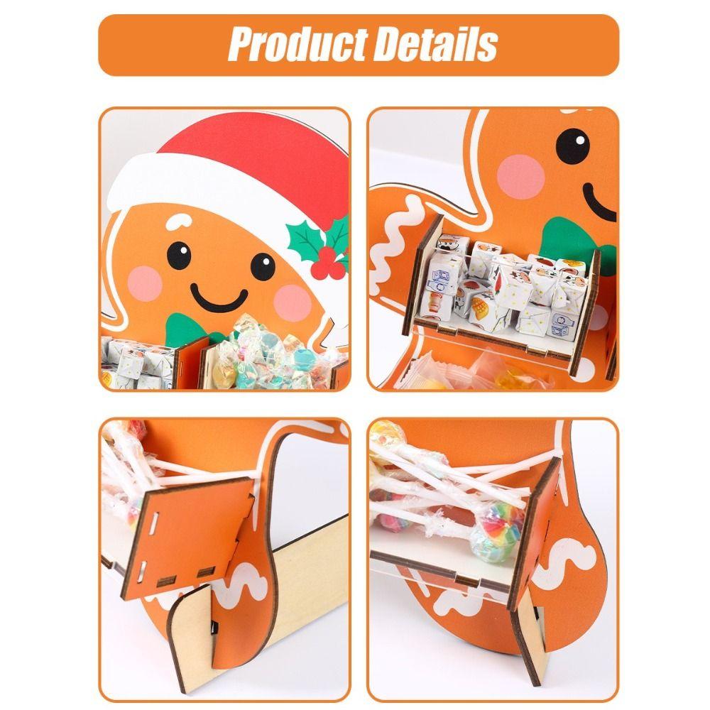 Wooden Material Candy Display Rack Snowflake Design Display Tray Desktop Decoration Santa Claus Theme Xmas Tree Shape