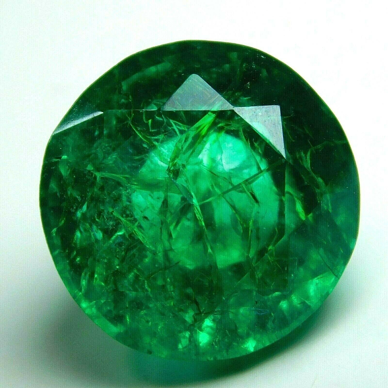 

Dark Green Colombian Emerald Natural Round Cut CERTIFIED 7.85 Ct Loose Gemstone FH-879254 002 10.55 mm approx зелений