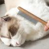 Pet Detangling Comb Rounded Metal Teeth Cat Shedding Comb with Wooden Handle Grooming Brush Removes Matted Fur Tangles for Long Short Hair Cats Dogs