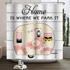 Camper Shower Curtain Happy Camper Trailer Car Rv Forest Mountain Tent Camping Bathroom Shower Curtain Waterproof Bath Curtain