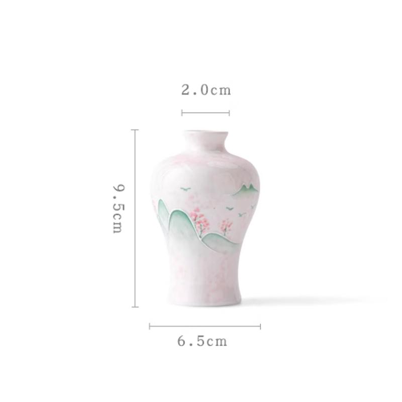 1pc Ceramic Landscape Vase Chinese Style Flower Planter Mini Vase Hydroponic Container Home Decoration Office Decorations