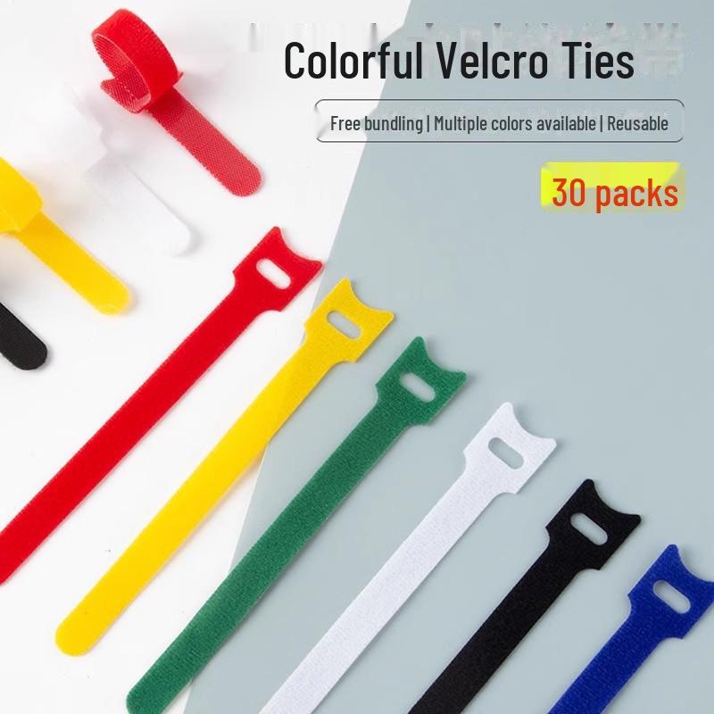 Self-Locking Nylon Cable Ties with Self-Adhesive Velcro for Wire Management