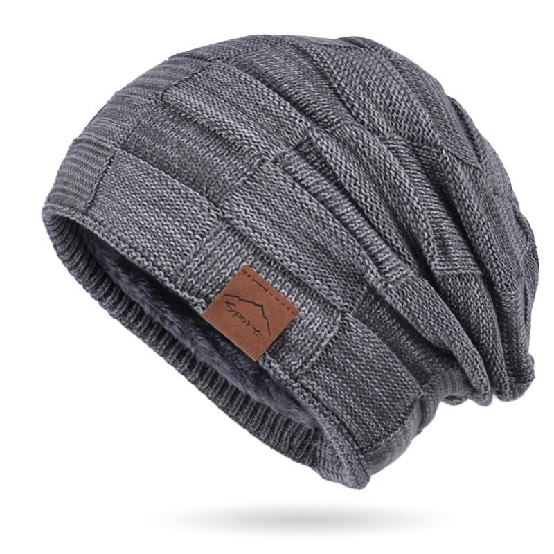 9875 Autumn/Winter Fleece-Lined Multi-Color Wool Knit Pullover Hat - Cozy Fashion for Women