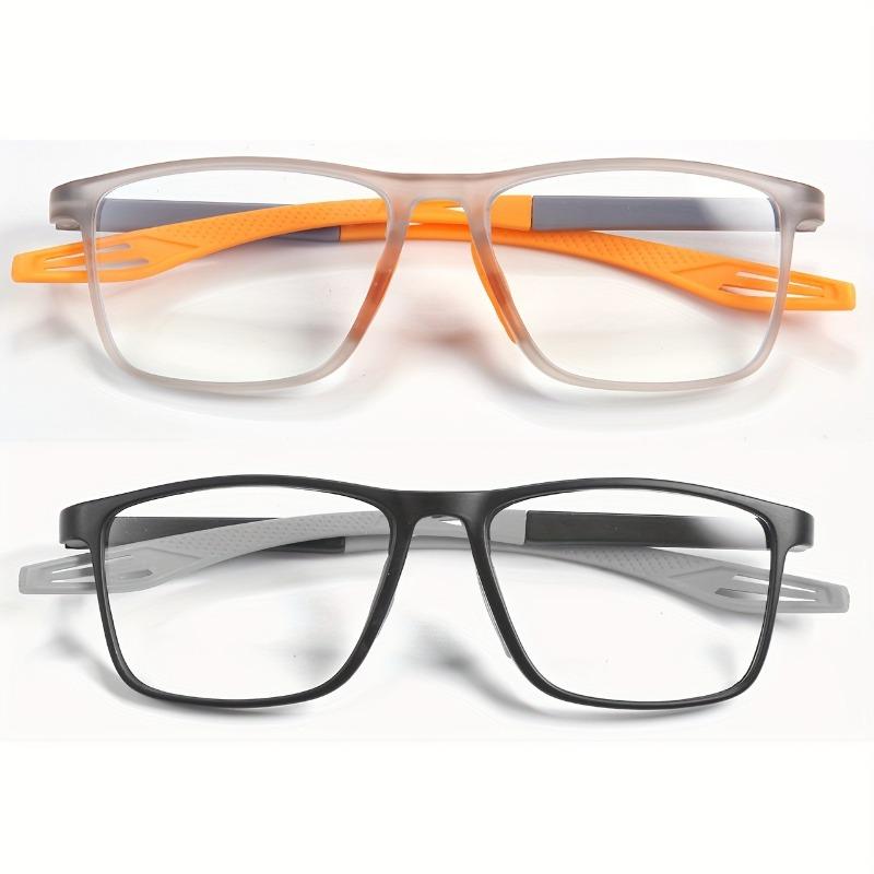 2pcs Rectangular Simple Sports Anti Slip Presbyopia Glasses with Blue Light Blocking and Ultra Light Presbyopia Glasses +350