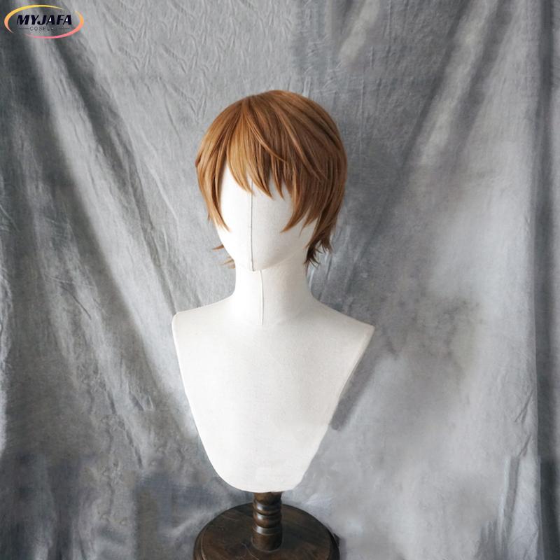 Yagami Light Cosplay Wig Anime Short Brown Fluffy Yagami Light Heat Resistant Synthetic Hair Halloween Party Wigs + Wig Cap