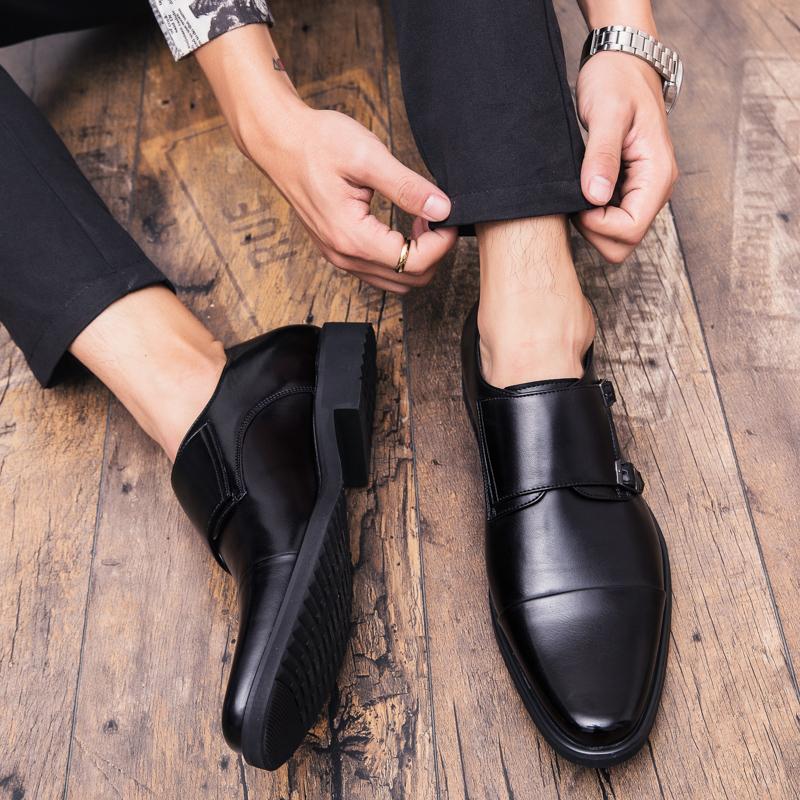 Men Monks Dress Loafers Shoes Wedding Driving Casual Brown Formal Business Leather Shoes Plus Size