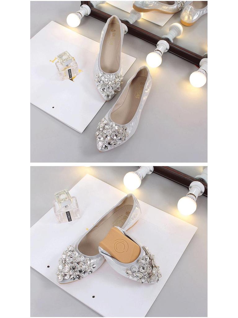 Pointed Toe Rhinestone Mary Jane Flats - Women's Autumn Soft Sole, Sizes 41-43