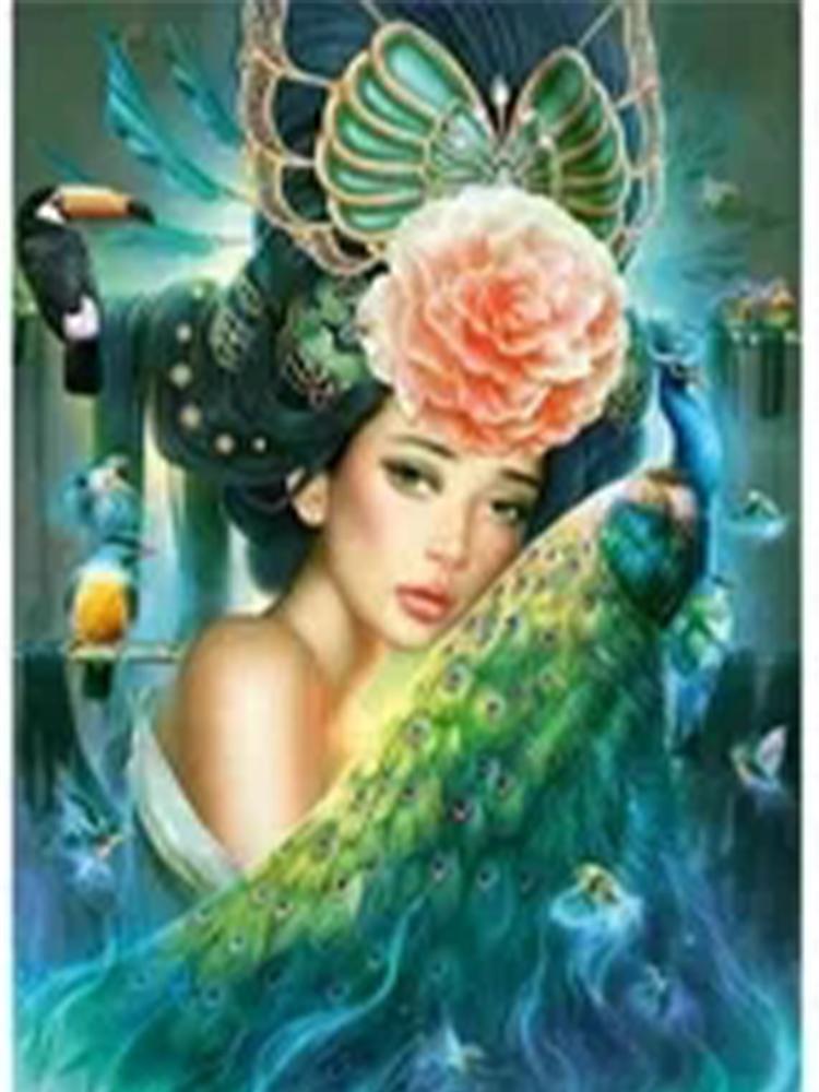 5DDIY Diamond Painting Women's Portrait Picture Full Square Round Diamond Embroidered Mosaic Flower Animal Home Decoration