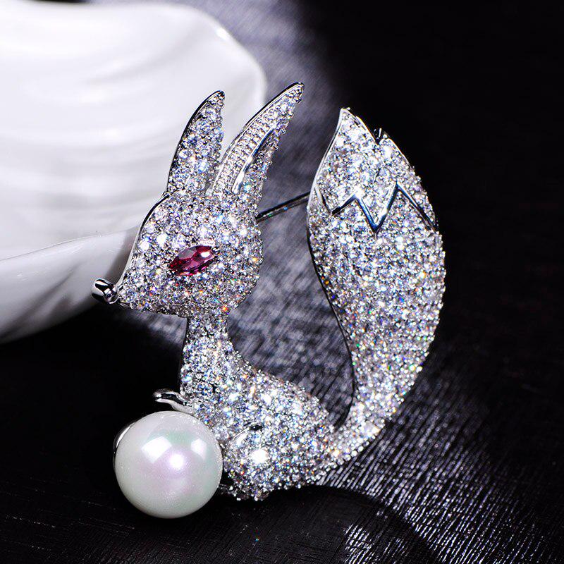 Blucome Cute Animal Fox Brooch Imitation Brooches Pin Copper Jewelry For Women Clothes Shirt Coat Scarf Accessories