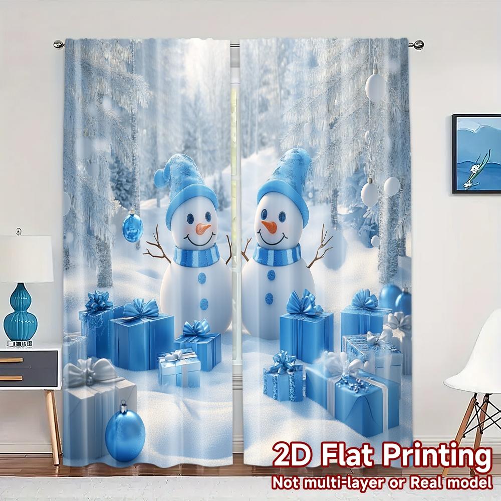 

2pcs,Curtains Cute Snowmen Winter Gifts Minimalist Chic Curtains Versatile Durable Polyester Curtains Holiday for Bedroom & 52.50×116.00 CM 2pcs