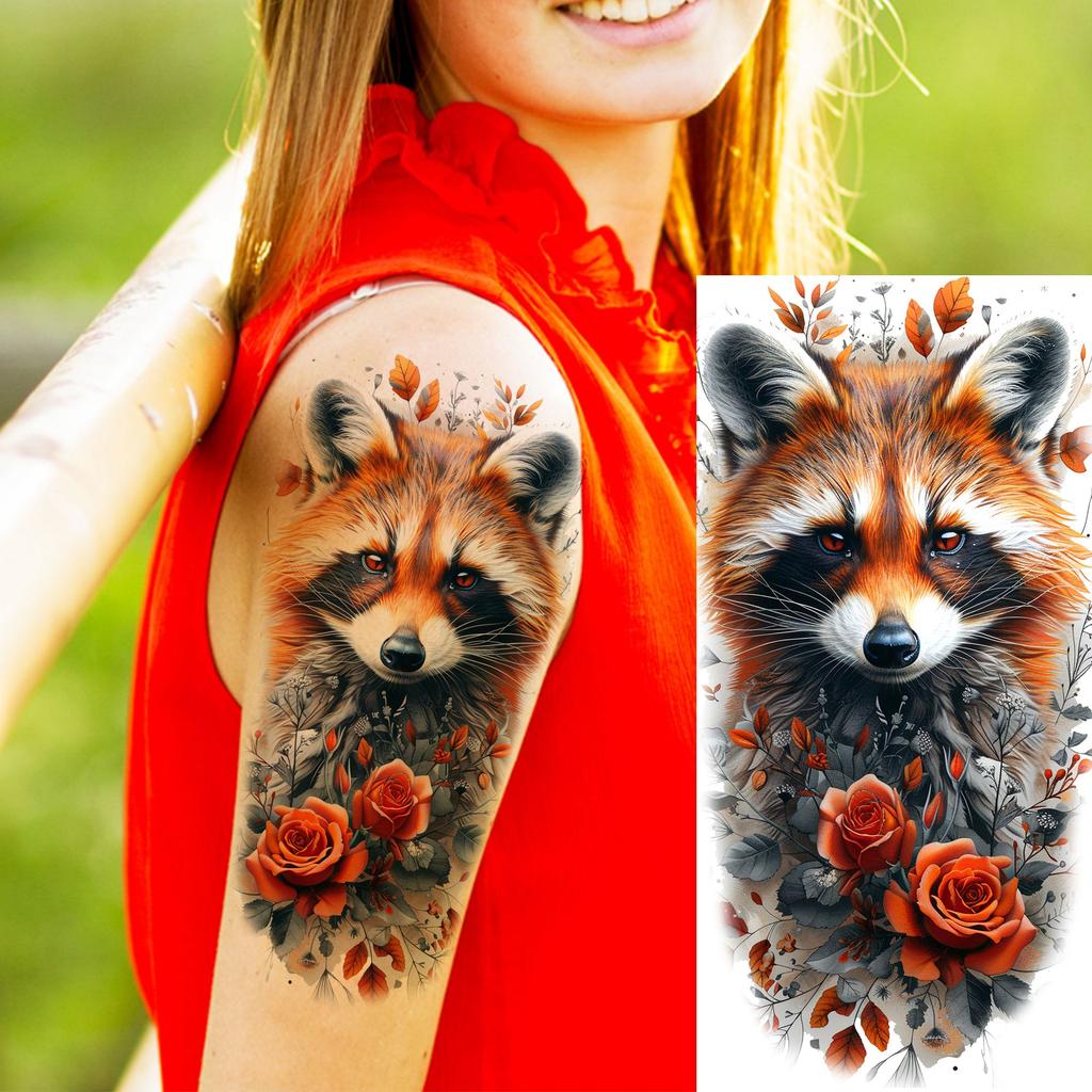 1 list Unikátní Akvarelový Lev Tygr Zvířata Dočasné Tetování Dlouhotrvající Vodotěsný Liška Sova Falešná Tetovací Nálepka Body Art Tetování