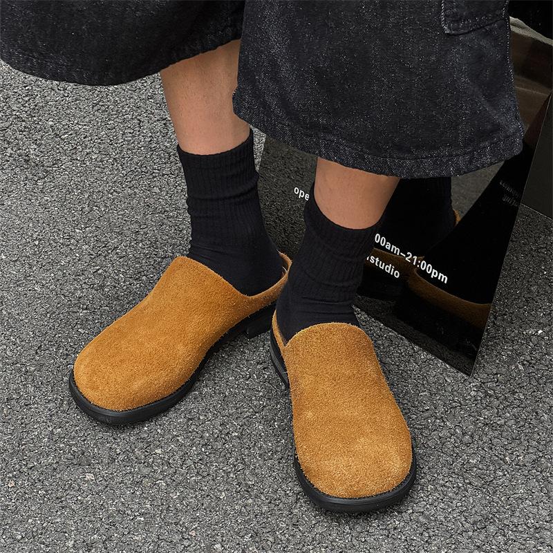 Korean version 2025 fashion retro thick heel bag head half slippers spring and summer French evening wind lazy muller single shoes