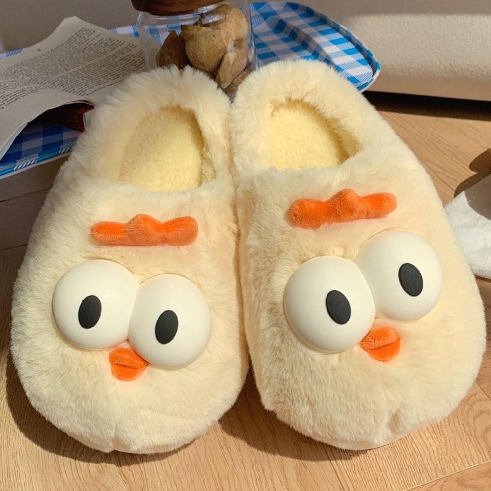 Fashion Cute Bear Single Band Winter New Women Slipper Soft Heel Platform Fur Warm Indoor Comfortable Home Fluffy Home Slippers