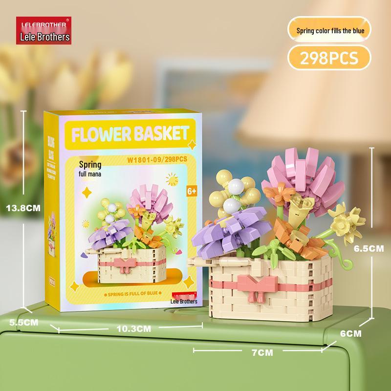 Preserved Flower Bonsai & Rose Succulent Building Blocks - Compatible with LEGO