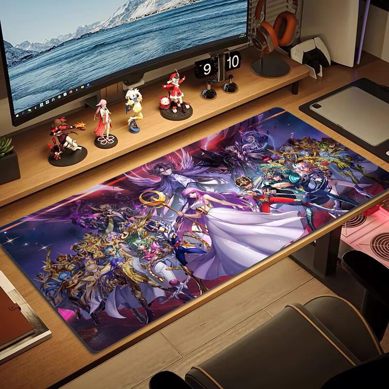 Anime Saint seiya Color Mouse Pad Large Gaming Table Cushion Non-slip Laptop Tablet Big Mousepad XXL Mat Mini PC Playmat With Lock edge