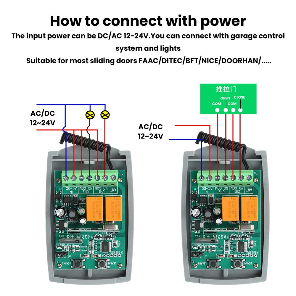 Universal Smart Tuya Wifi Receiver AC/DC 7-32V AC85-250V Garage Door Remote Control Opener Controller 433mhz 433.92mhz