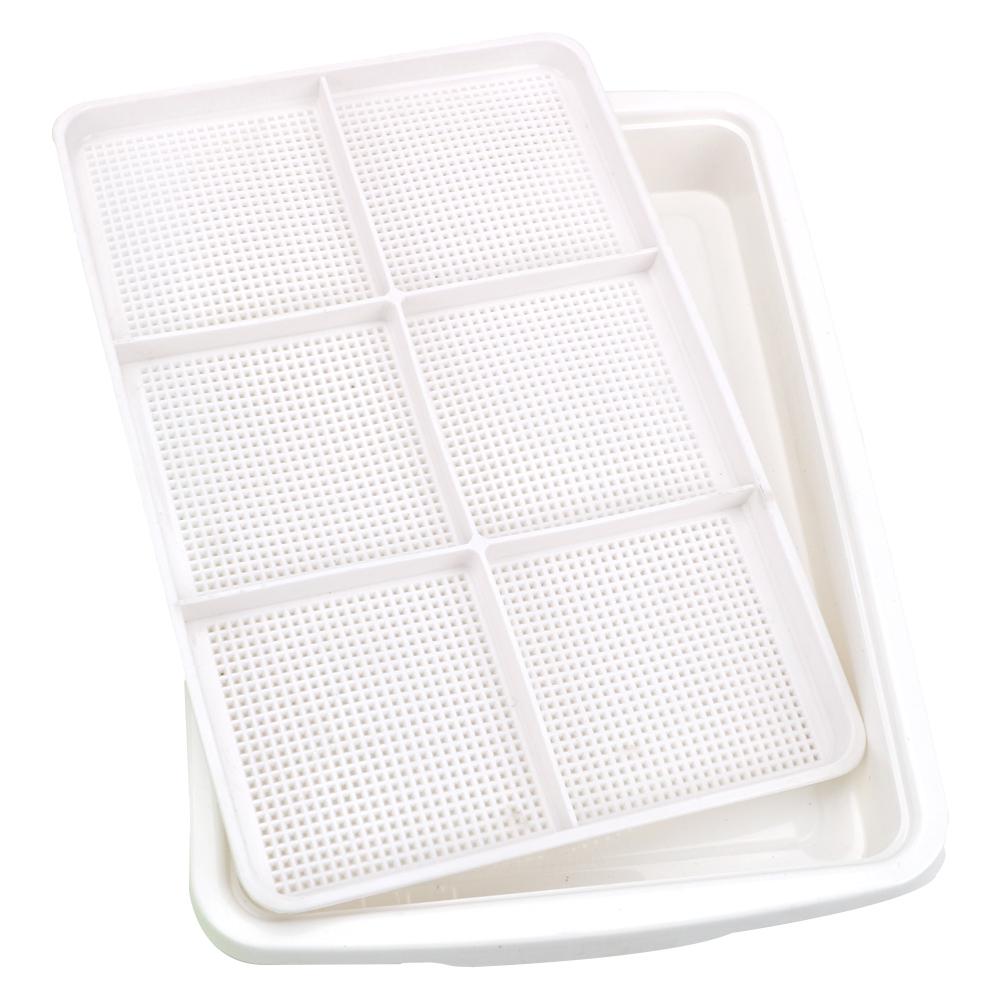 

Plate Seedling Tray Planting Dishes Plant Tool Double Layer Bean Sprouts 1 piece Growing Wheat seedlings Nursery Pots белый