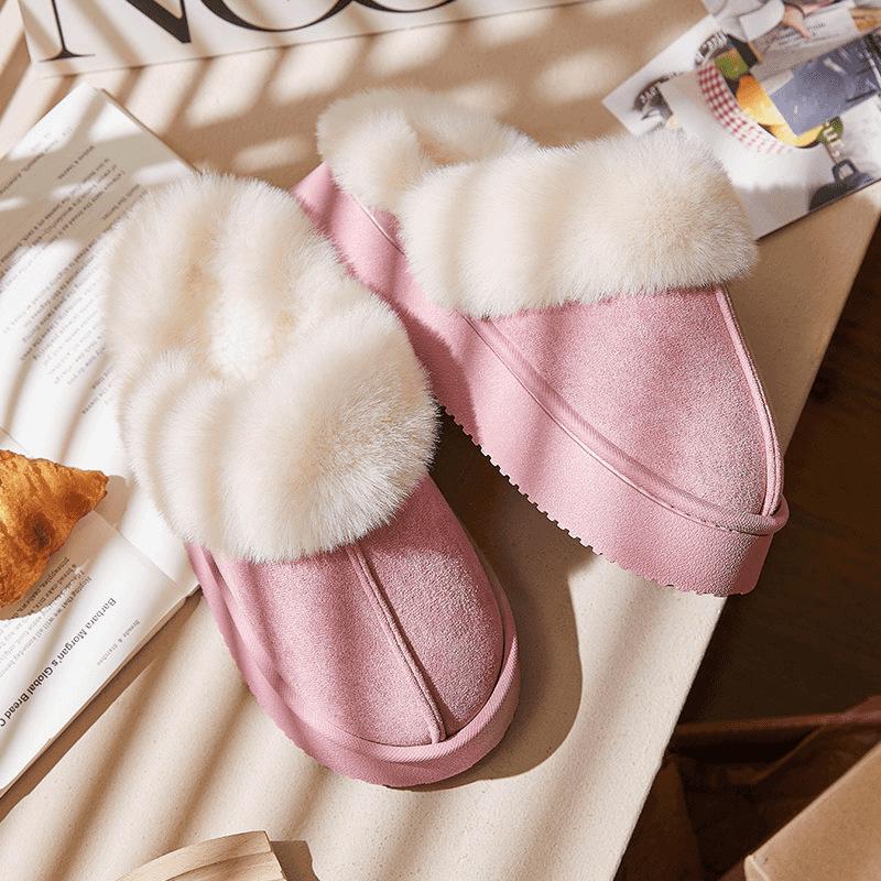 Plush Slippers 4cm Platform Sole Non-Slip Indoor Outdoor Warm House Shoes Unisex Winter Home Comfort Fur Lined